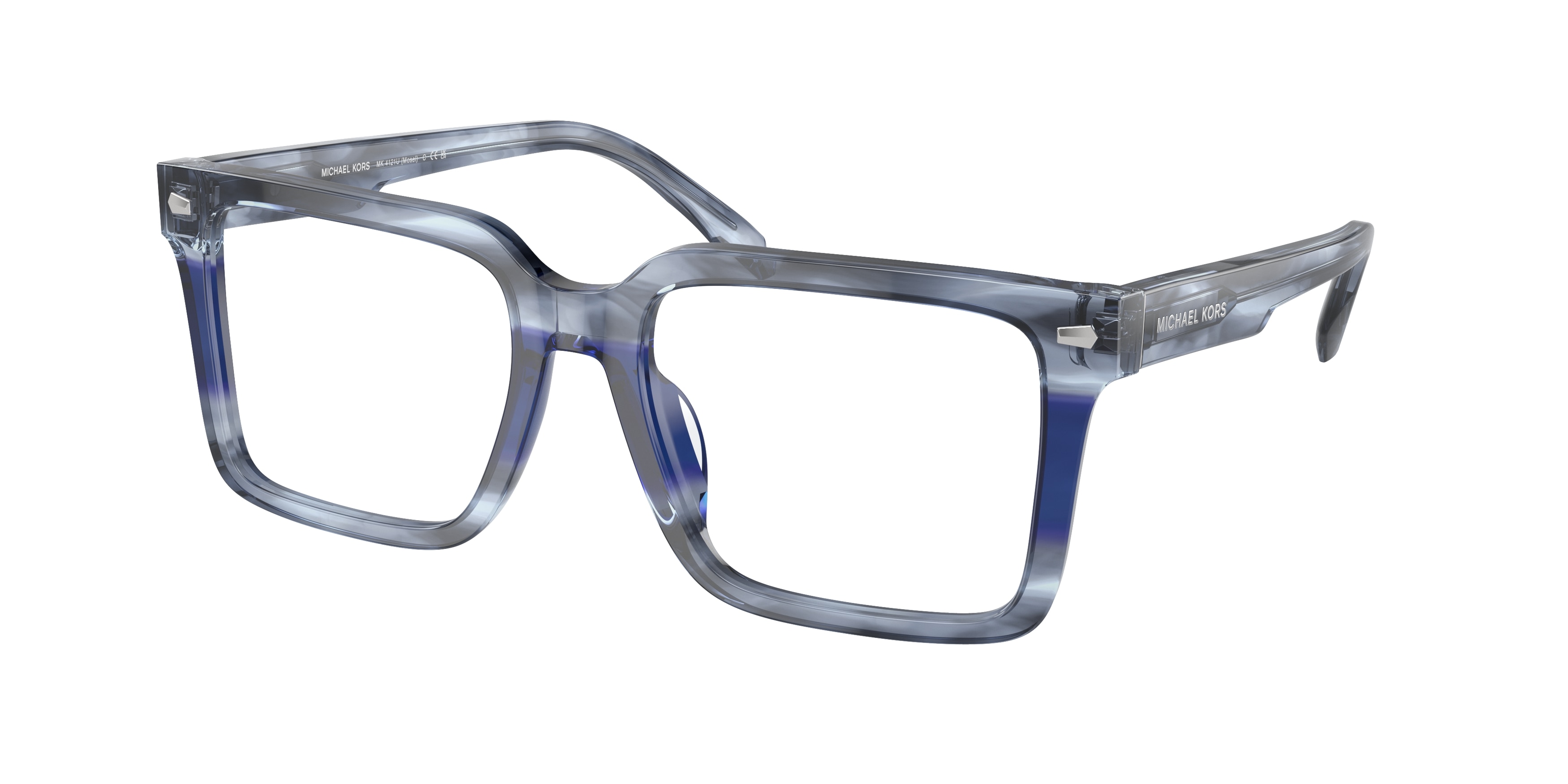 Michael Kors Herren MK4121U Mosel 3979 Optische Fassungen Acetat Blau Transparent Quadratisch Normal-image